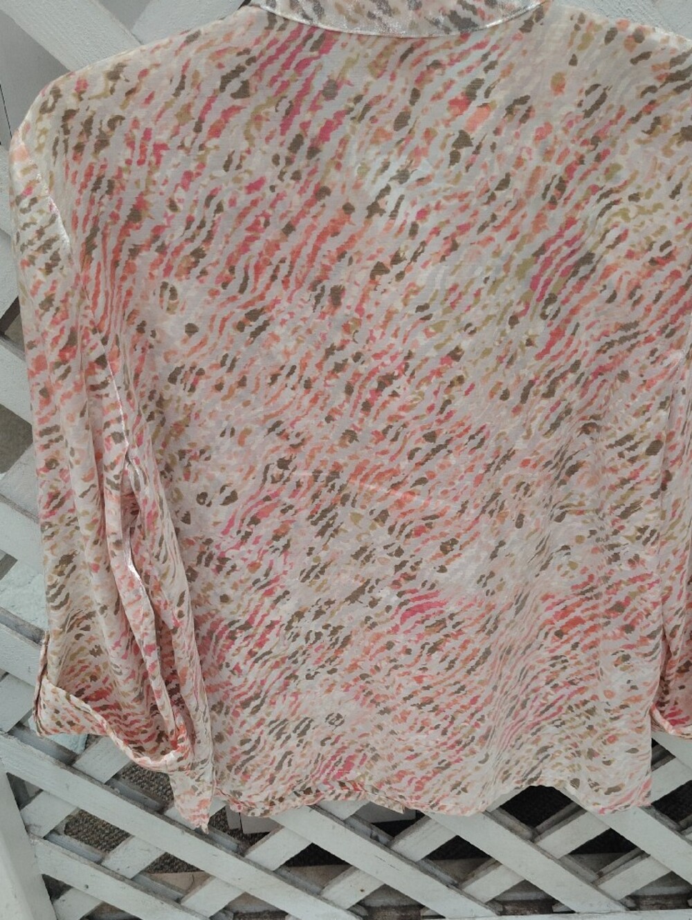 Ruby Rd. Pink and Tan Abstract Print Button-Front Shirt - Picture 4 of 4